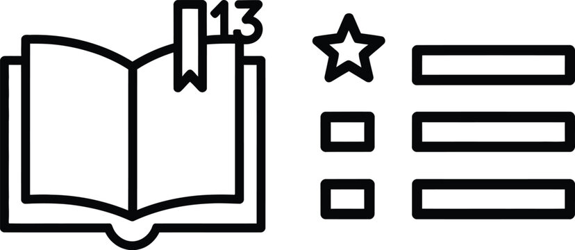 Reference book icon featuring mathematical power notation, checklist symbols, exponent concepts, education, learning, documentation, and information.