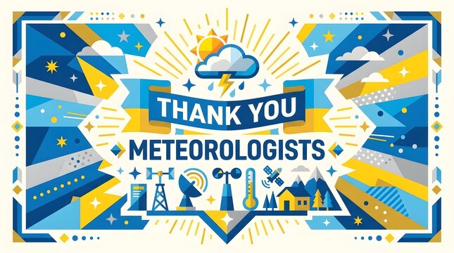Thank You Meteorologists Colorful Illustration Celebrating Weather Forecasters and Climate Experts