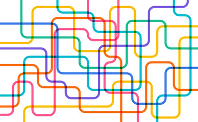 Obraz premium Colorful curved lines intersecting and connecting across layout