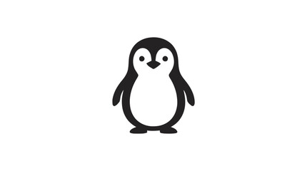 Fototapeta premium Penguin icon designed in a simple minimalist style stands isolated on a white background.