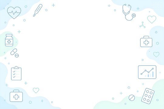 医療と健康をテーマにした清潔感のある線画アイコンのベクター背景 ヘルスケアと健康管理のシンプルデザイン（AI生成）