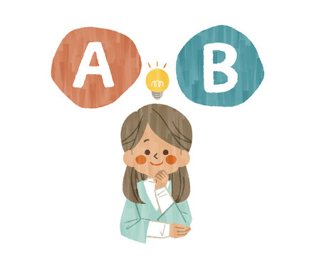 AとBの選択肢を比較をしている女性-ガッシュ