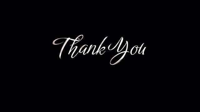 Elegant Silver Cursive Thank You For Joining Us Text Animation with Sparkling Particles on Alpha Channel Transparent Background for Professional Video Endings