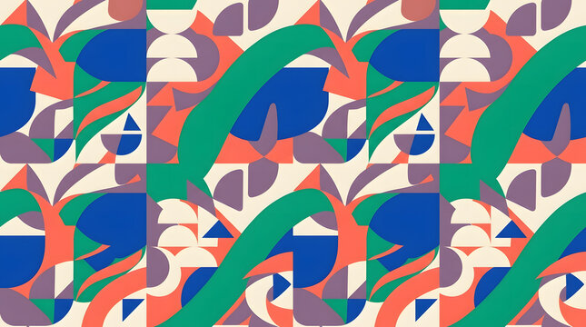 Abstract fluid shape seamless pattern with bold colorful organic waves