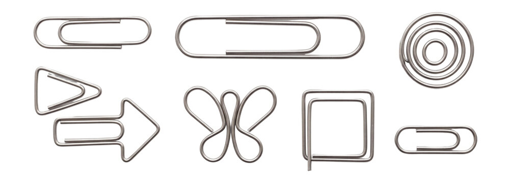 Paper Clip Shapes in Polished Steel Stationery Set