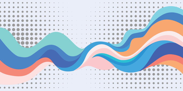Abstract wavy line and halftone dot background