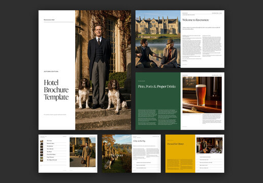Luxury Hotel Brochure Template for Boutique Resort & Guest Welcome Book in Portrait Layout Format