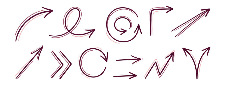 Hand Drawn Doodle Arrows and Directional Accent Marks