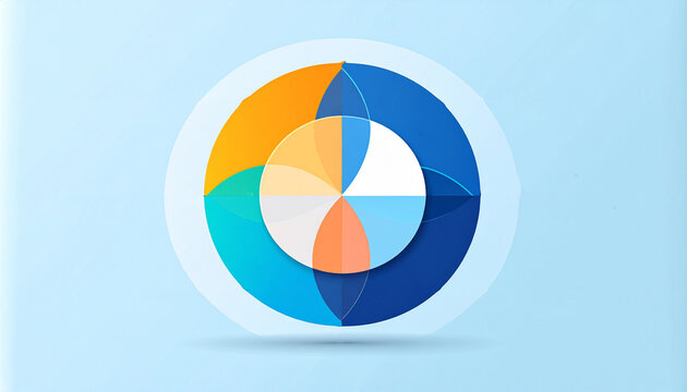 Venn diagram of three overlapping circles with labelled intersection areas in flat corporate template generative AI