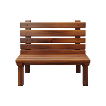 Simple wooden bench with slatted back and seat isolated on transparent background