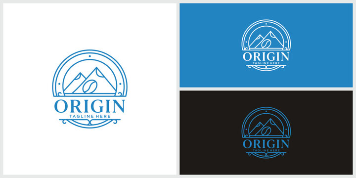 Minimalist mountain origin peak logo design in linear style