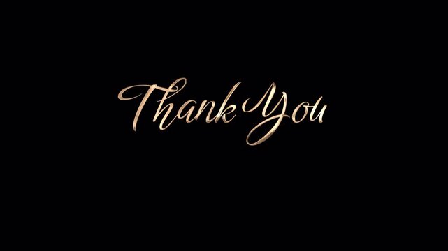 Elegant gold cursive Thank You for Your Attention animated text with shimmering particles and sparkles on a black background for professional presentation endings and video overlays