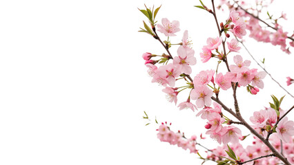 Tender spring pink cherry blossom sakura flowers branch isolated on transparent background © JackWatson