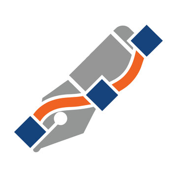 minimalist digital pen tool icon with anchor points and path segment, clean design concept