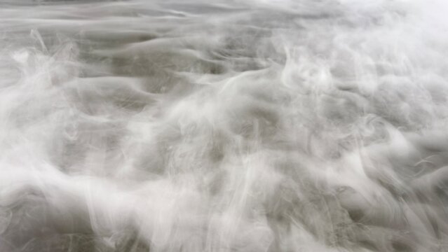 Close up , white foggy is over around the river.