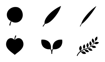 Fototapeta premium Minimalist Black Leaf Icons, Botanical Vector Set, Organic Plant Shapes, Nature Elements Collection