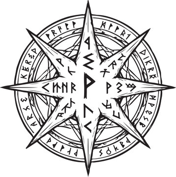 Viking runic symbol on a transparent background for design projects and art.