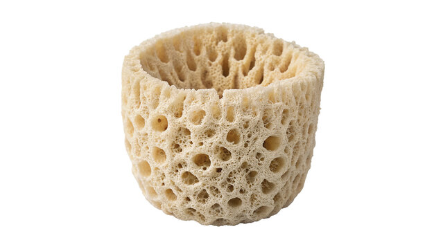 Natural round sea sponge isolated on transparent background