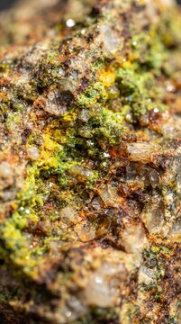 Fractured Uranium Mineral Geological Surface Macro Photograph