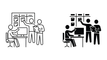 Fototapeta premium Team collaboration and agile kanban board icon with collaboration, teamwork