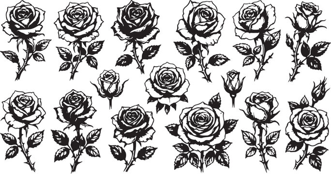Elegant collection of realistic rose flower tattoo designs.