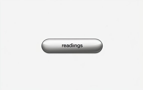 Gray oval button with the word "readings" in black