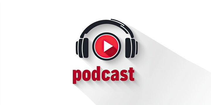 Podcast logo with headphones and play button