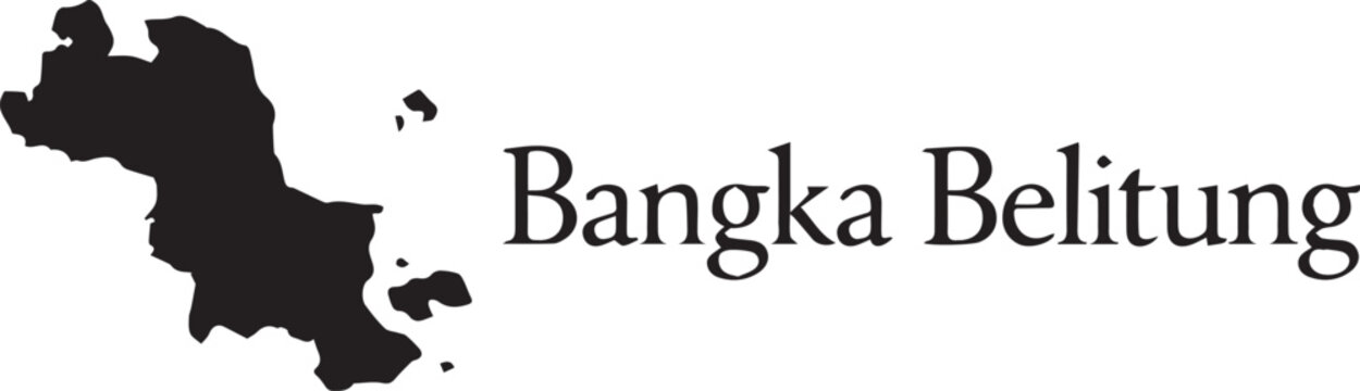 Black silhouette map of bangka belitung province in indonesia isolated on a plain white background