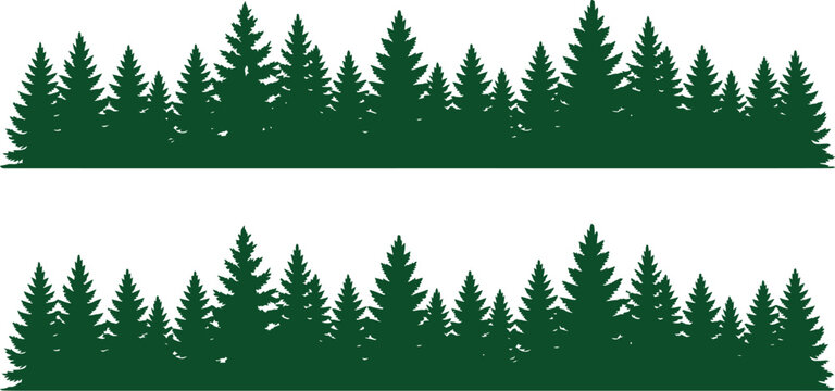 Tree, line forest trees silhouette, woodland scenery with pine trees for nature backgrounds landscape designs outdoor themes and environmental graphics.