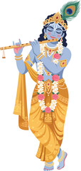 Lord Krishna Playing Flute Janmashtami Festival Design © Victory