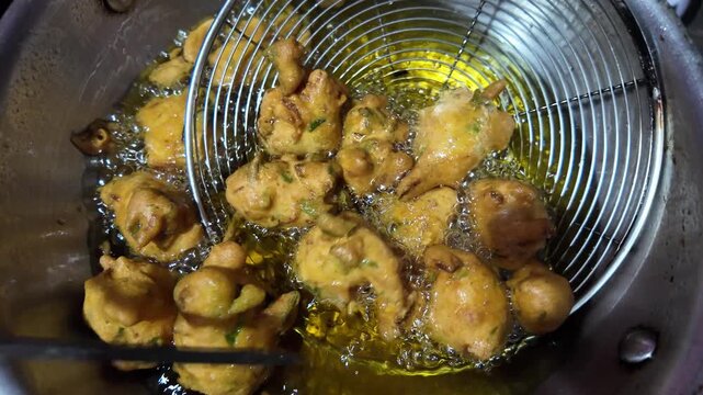 Close Up of Deep Fried South Indian Fritter , take out