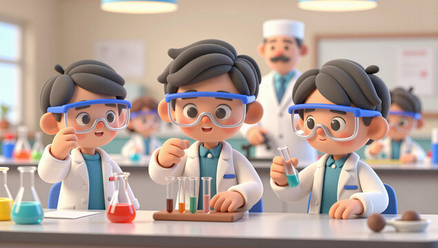 College Students Conducting a Science Experiment in a Modern Laboratory