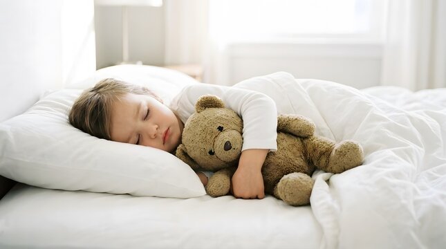 Sister or Brother sleeping in Comfort bed, with teddy bear doll made by Ai	