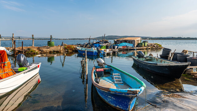 Fishing boats in the Pointe Courte district of S&egrave;te, Occitanie, France.