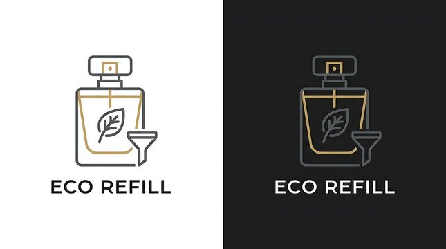 Eco refill perfume bottle logo in black and white.