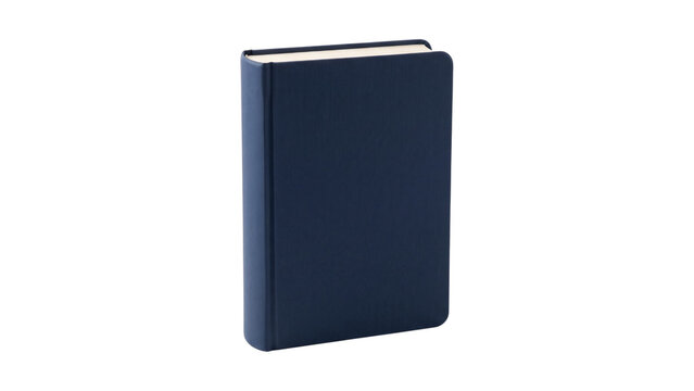 single navy blue book with blank cover standing upright for reading and education concepts.