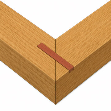 Miter spline corner reinforcement illustration