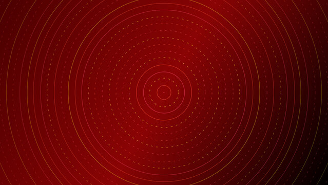 Red and gold dashed circles on a deep red gradient background