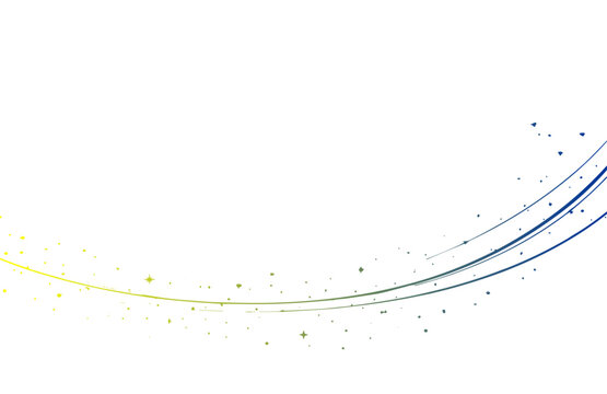 Colorful Gradient Curved Lines with Scattered Particles on isolated Transparent Background