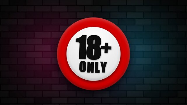 A circular red warning sign featuring bold numbers and text indicates that this specific content remains strictly restricted to audiences that have reached the legal adult age of eighteen years