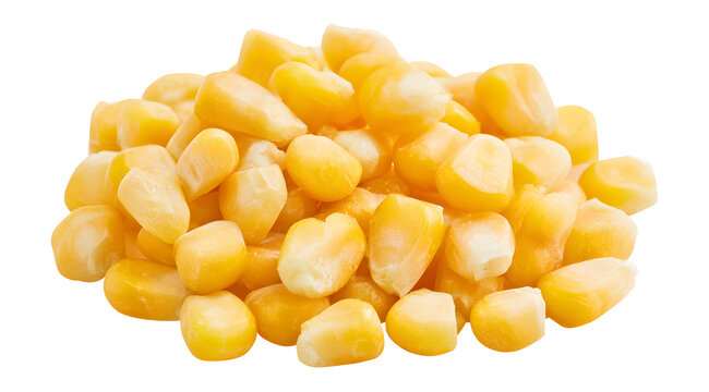 Chilled juicy corn kernels evenly distributed on a see-through backdrop