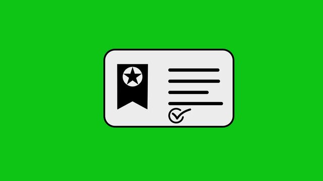 Animated card with star bookmark icon appearing on digital interface against green screen.