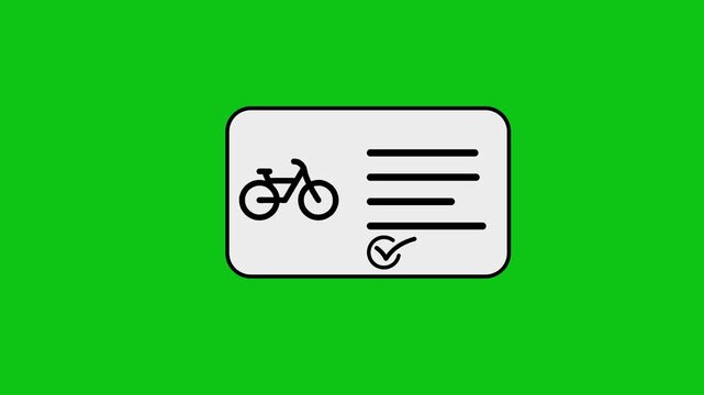 Bicycle registration form animation with checkmark on green screen background.
