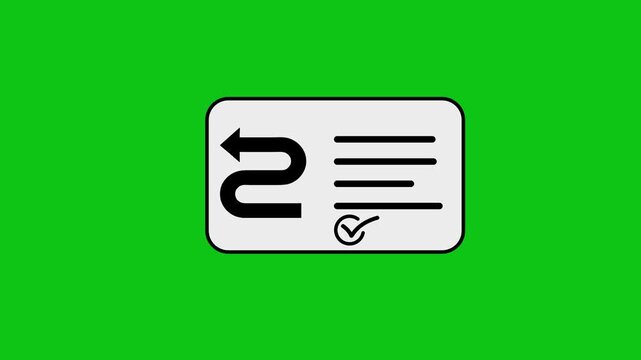 Animated undo arrow icon appearing on a clean white rectangular button over a green screen background.