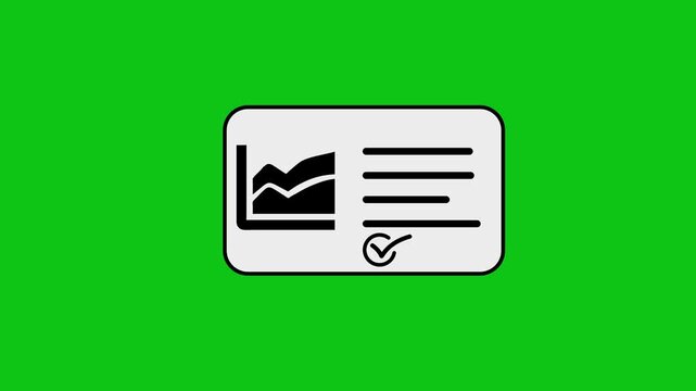 Animated infographic card showing financial growth graph and checklist appearing on green screen background.
