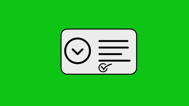 Task list item animation with checkmark icon on green screen background.