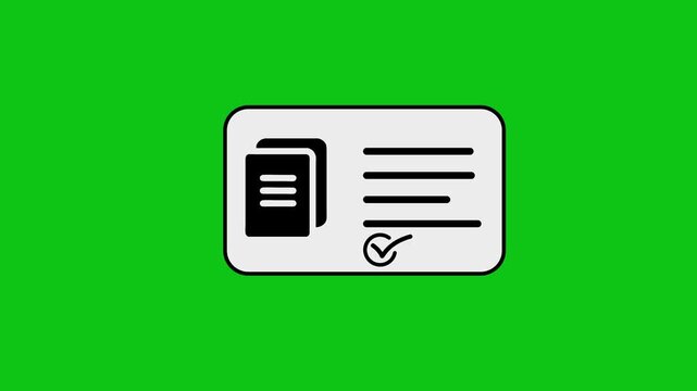Document file icon animation appearing on card with green screen background for business data interface.