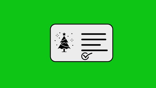 Animated christmas tree checklist note board graphic on green screen background.