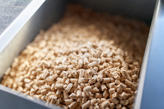 Large amount of wood pellets for winter