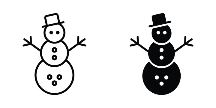 Cute snowman vector illustration with winter holiday icon set for design